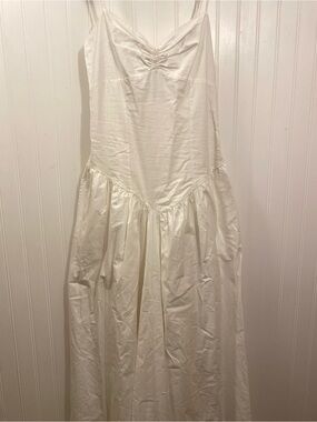 white drop waist maxi dress